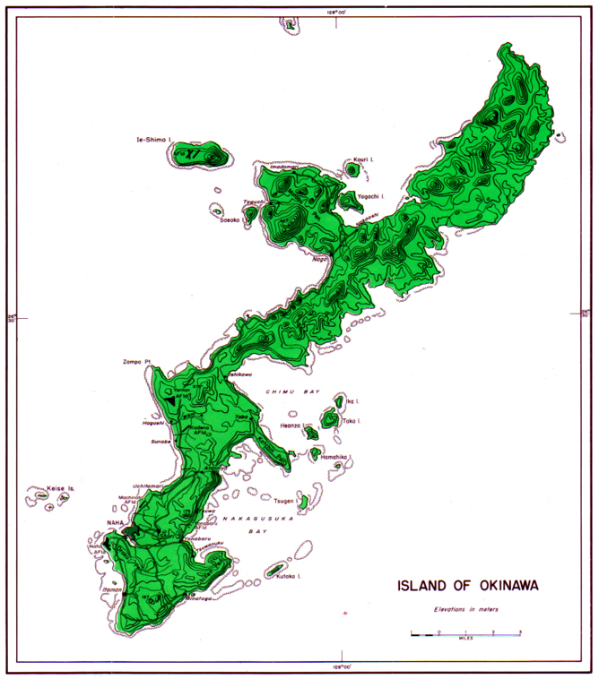 Battle of Okinawa: Island of Okinawa. 