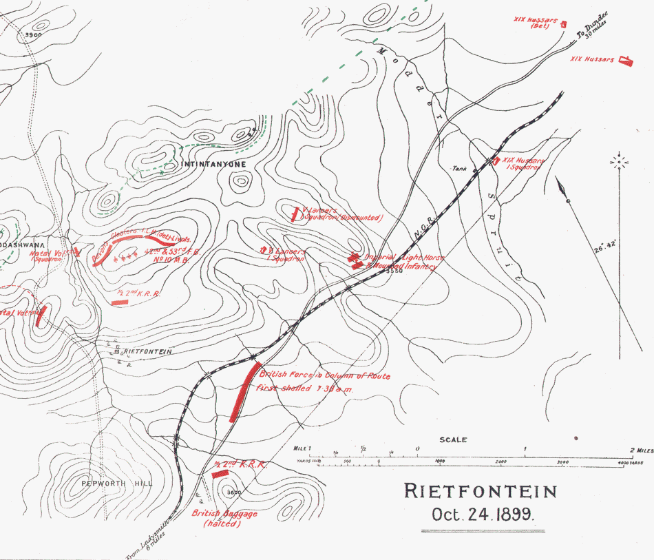 Map showing Battle of Rietfontein, 24 October 1899 