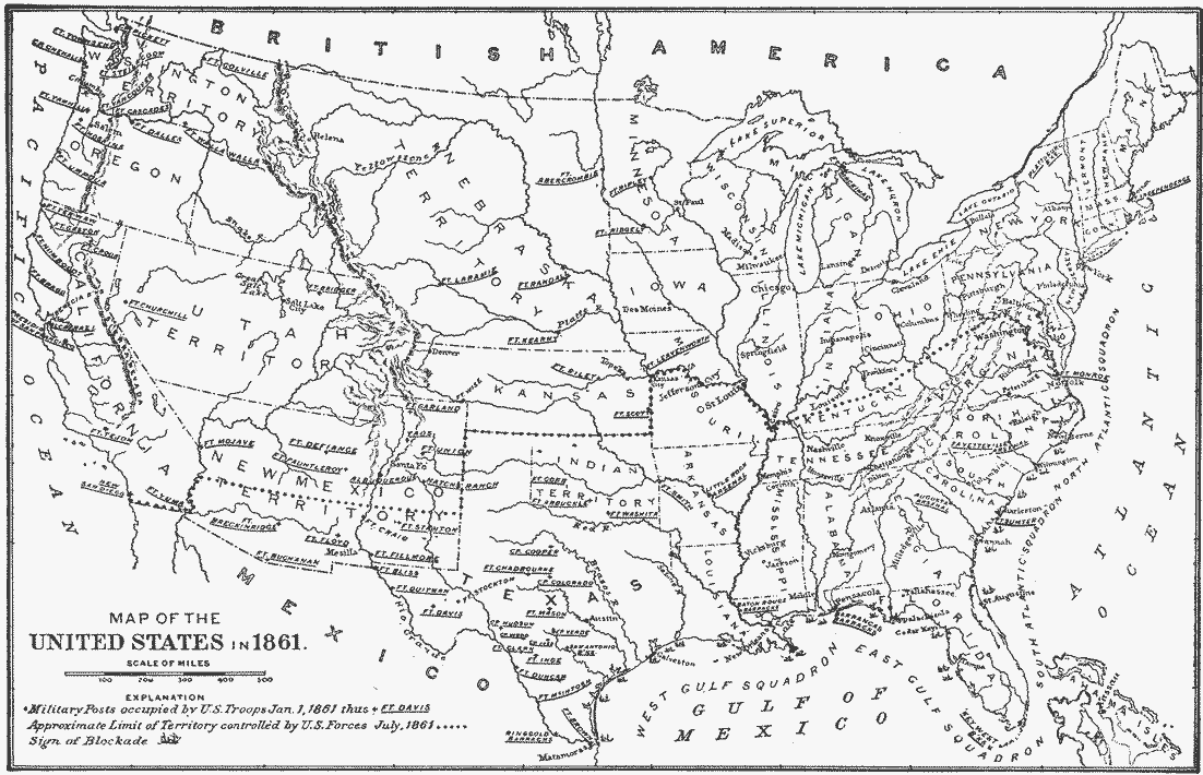Us Map Of 1861