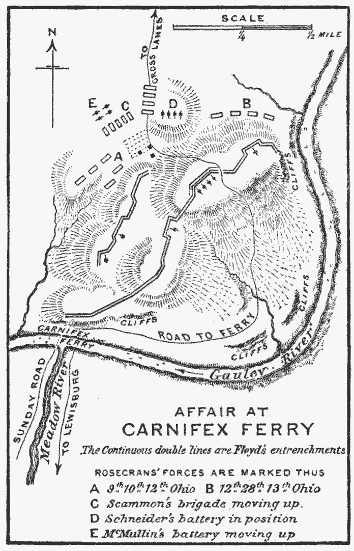 Map of the skirmish at Carnifex Ferry