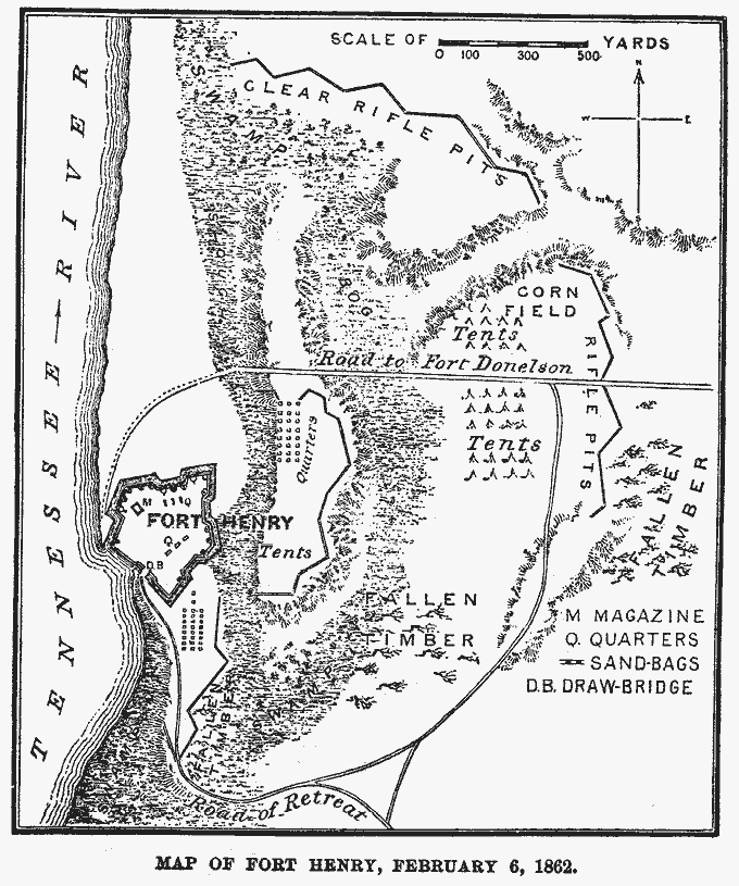 Map showing Fort Henry on 6 February 1862