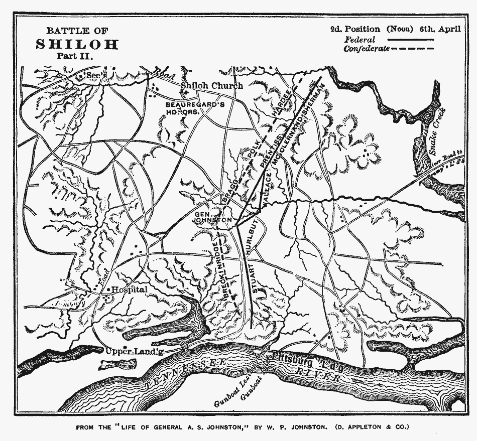 Map showing battlefield of Shiloh