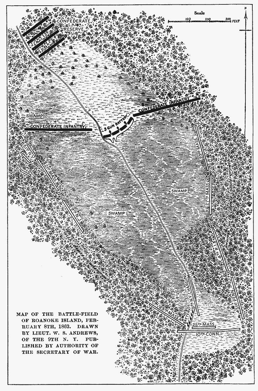 Map of the battlefield of Roanoke Island