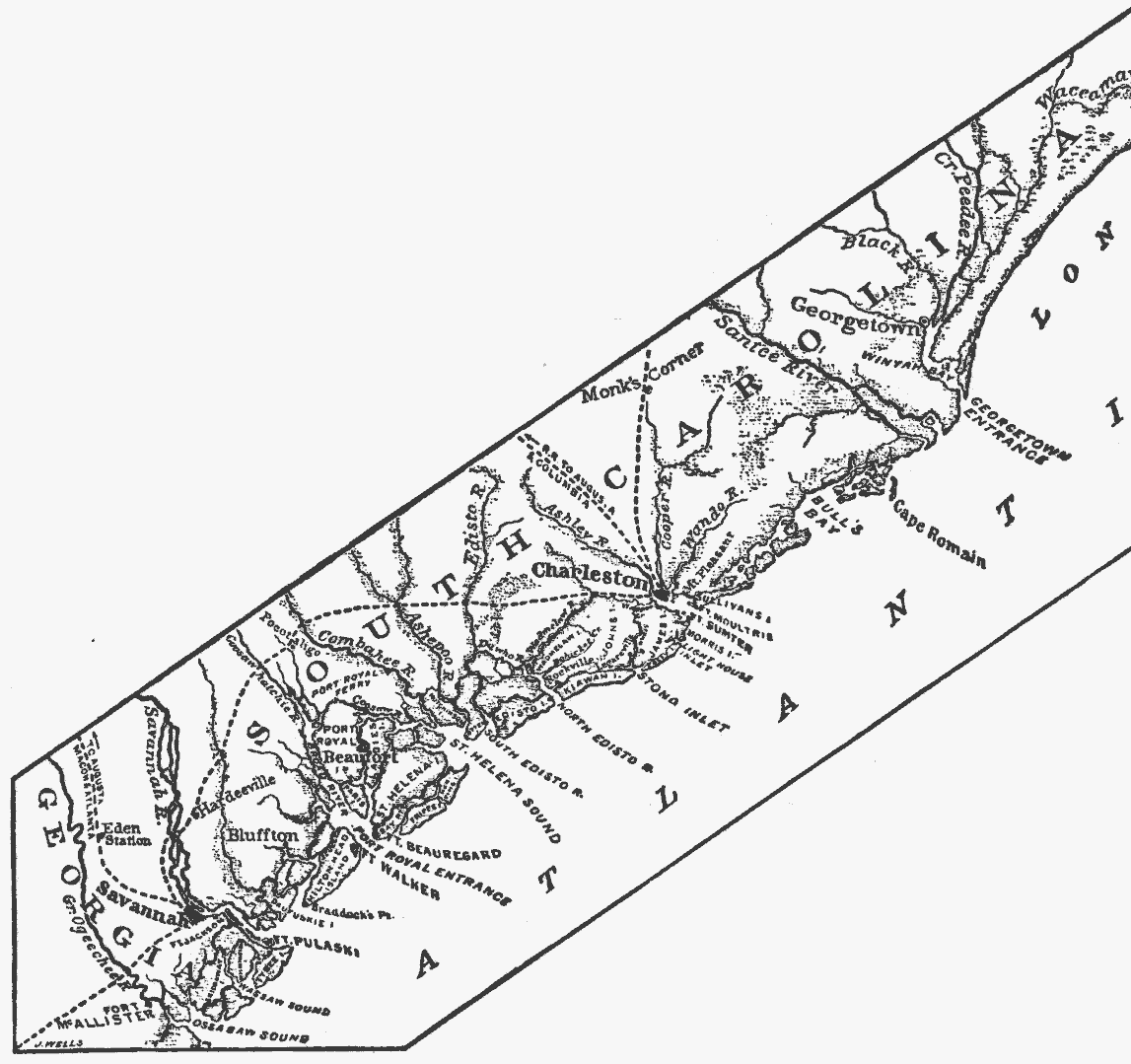 Map showing the coast of South Carolina