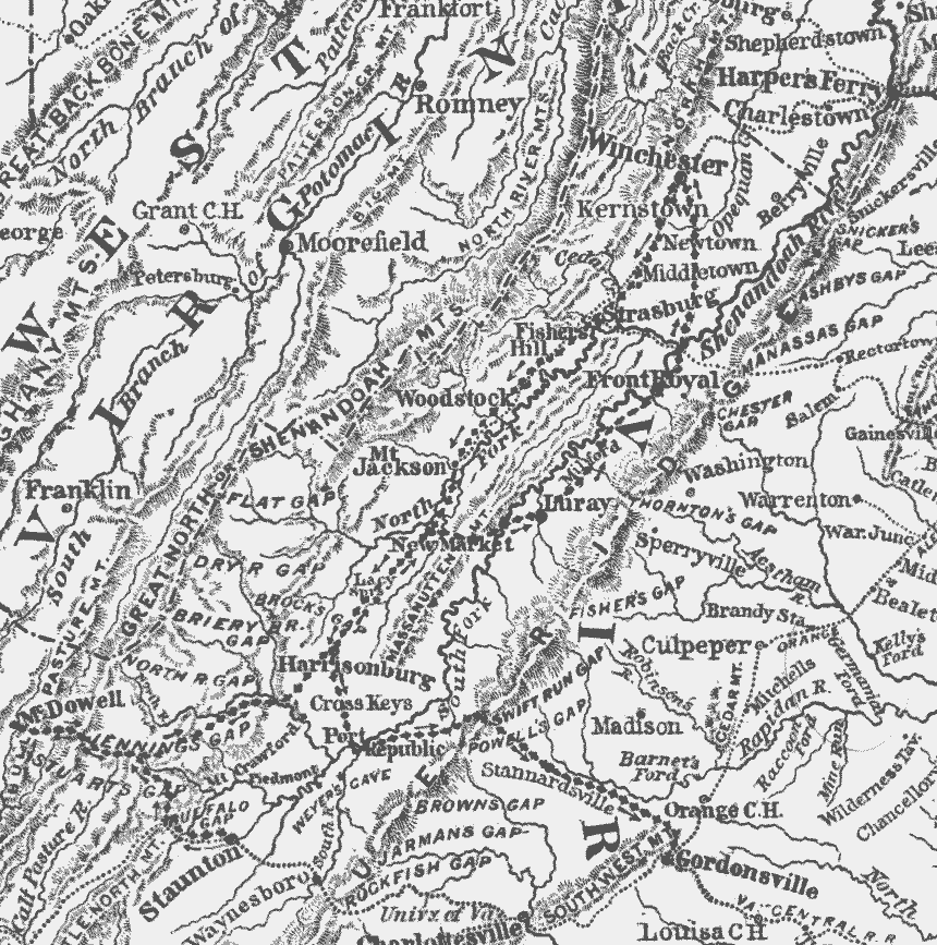 Map showing Stonewall Jackson's Shenandoah Valley campaign of 1862