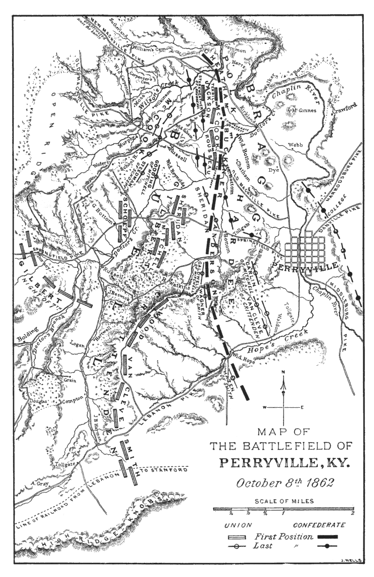 Map of the battlefield of Perryville, 8 October 186