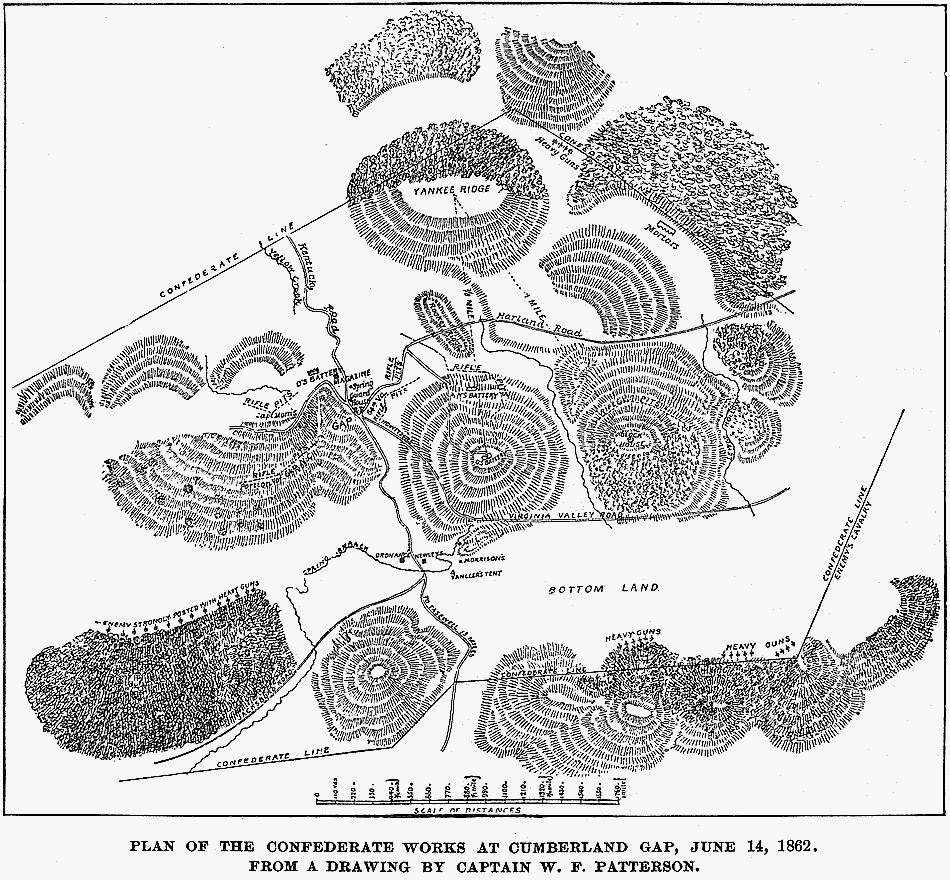 Plan of the Confederate works at Cumberland Gap, 14 June 1862
