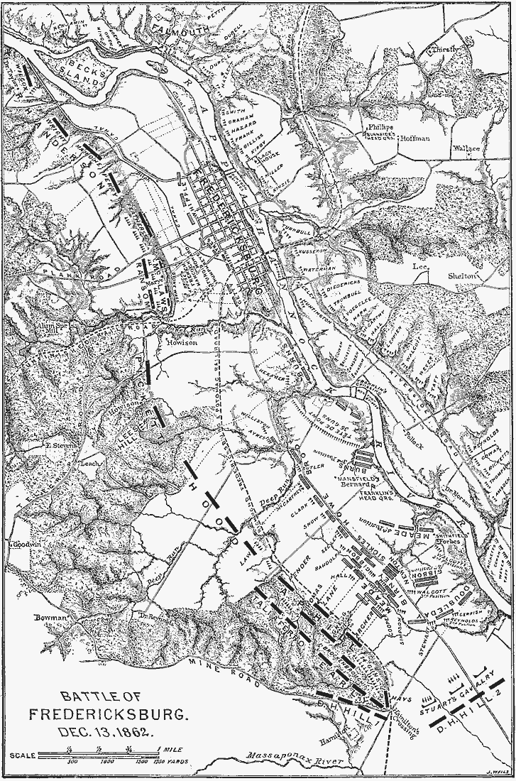 Map of the battle of Fredericksburg