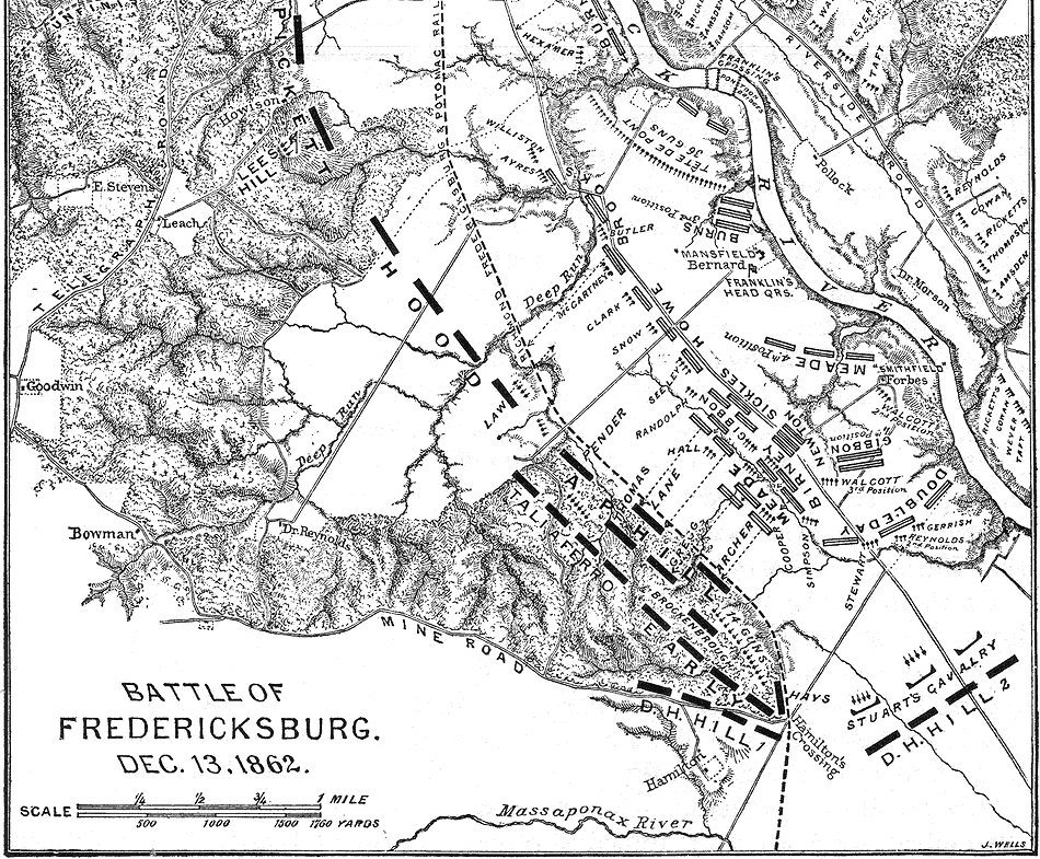 Map of the battle of Fredericksburg bottom half