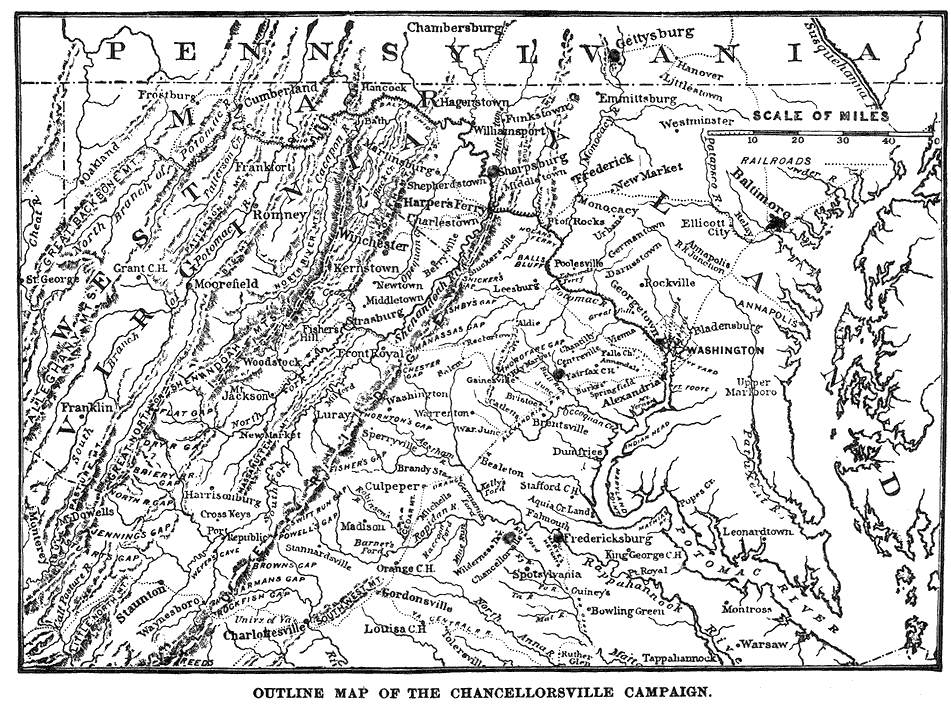 Outline map of the Chancellorsville Campaign 