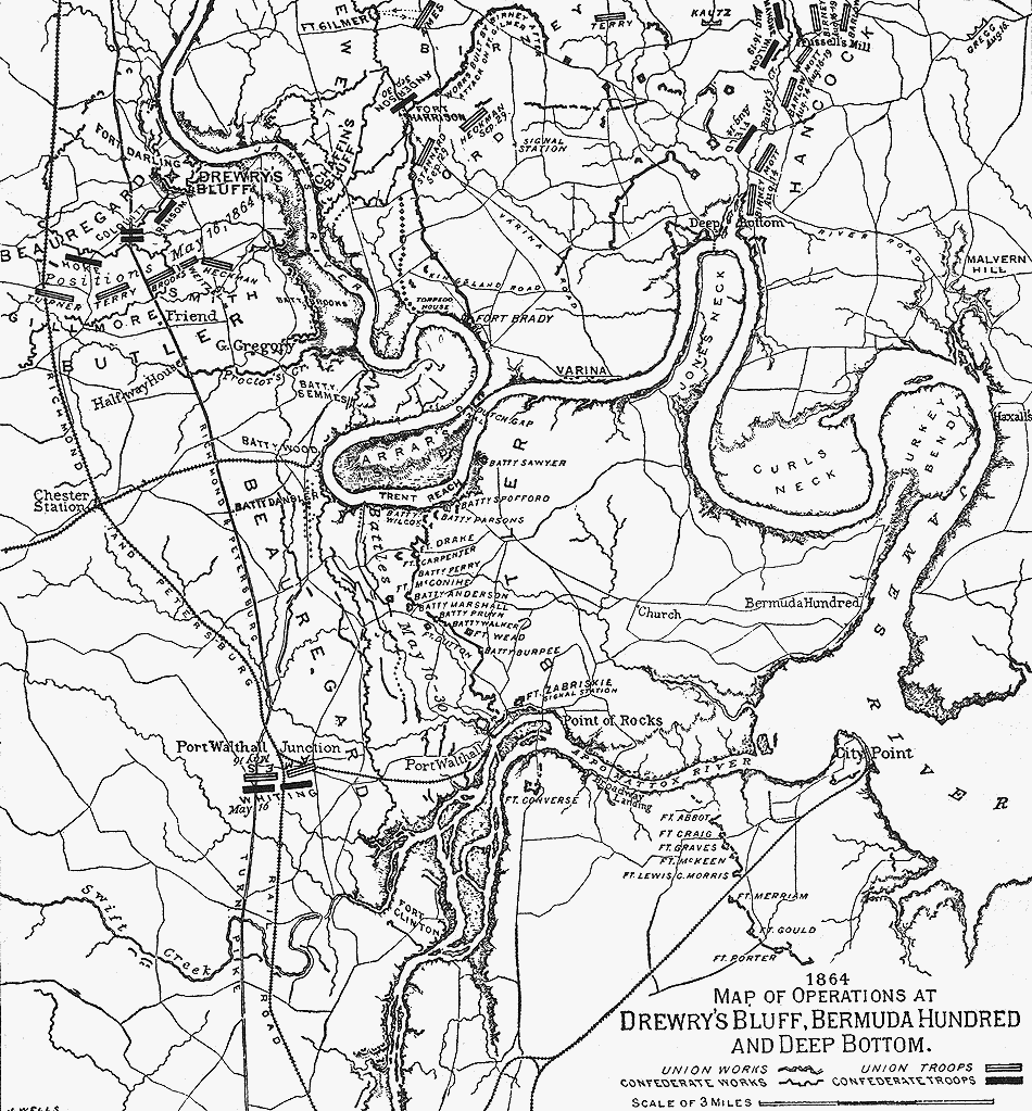 Map of the battle of Drewry's Bluff