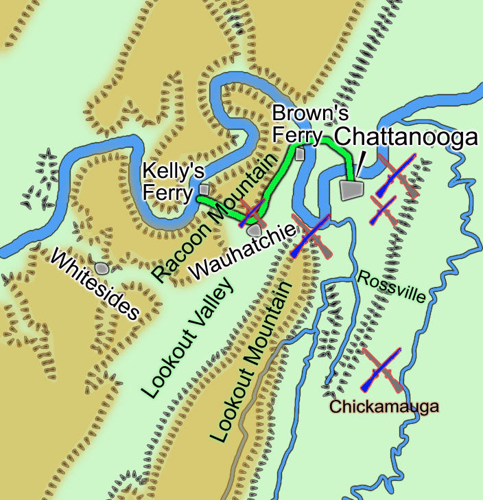 Interactive map showing the area around Chattanooga