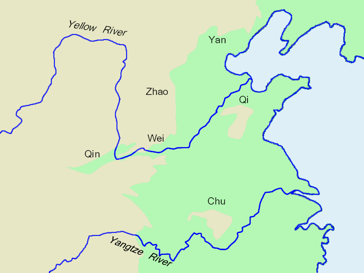 Map showing the main areas in revolt against Qin, 209-206 BC