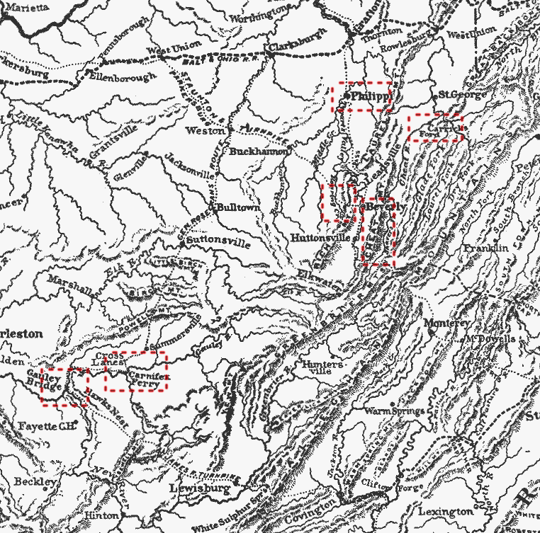 maps of west virginia. West Virginia in 1861: