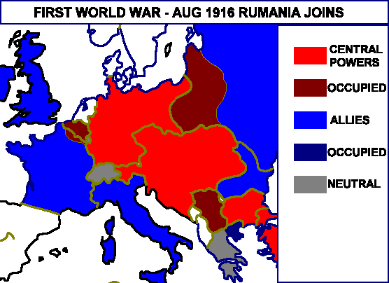 Map of Europe in August 1916