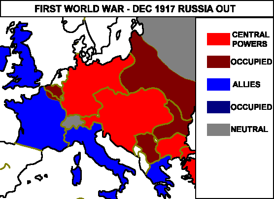 Map of Europe in December 1917