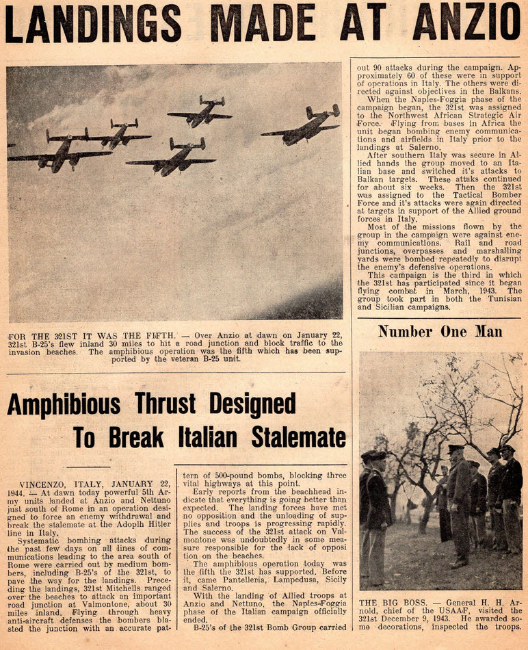 321st B.G. Headlines page 12 - 22 January 1944 