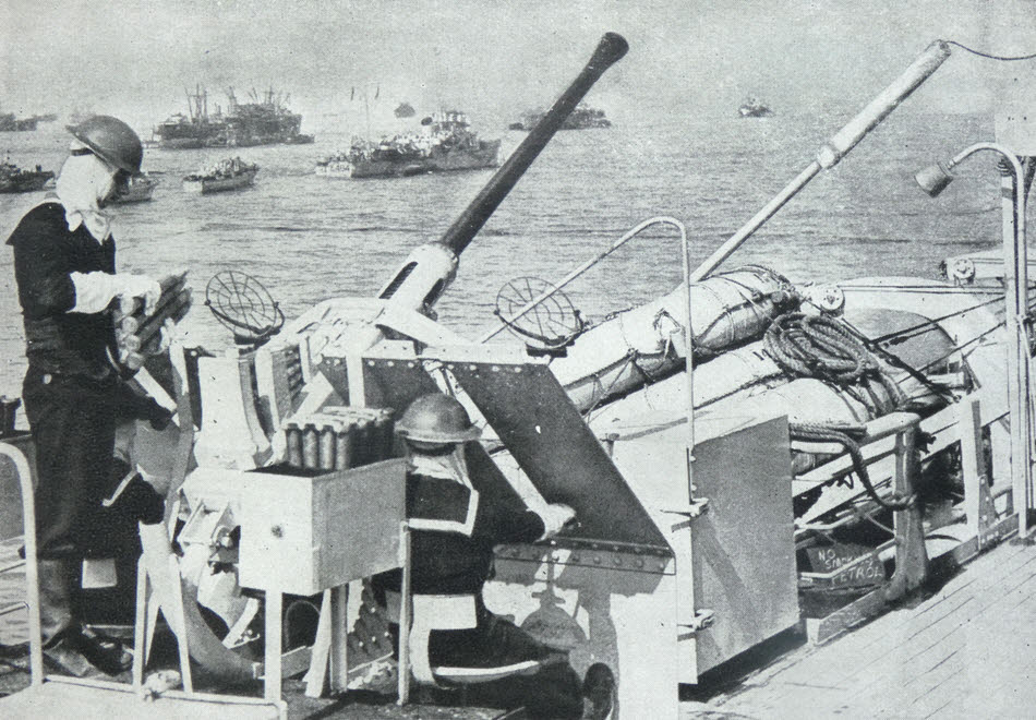 40mm Bofors AA gun off the Normandy Beaches 
