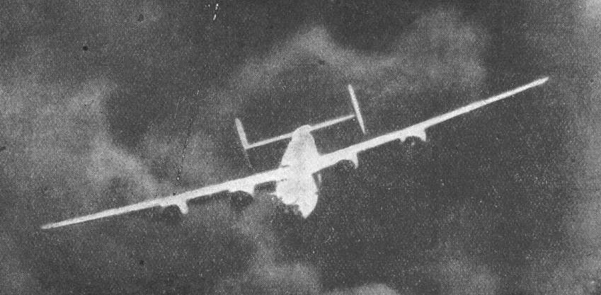 Consolidated B-24 Liberator against the smoke at Ploesti