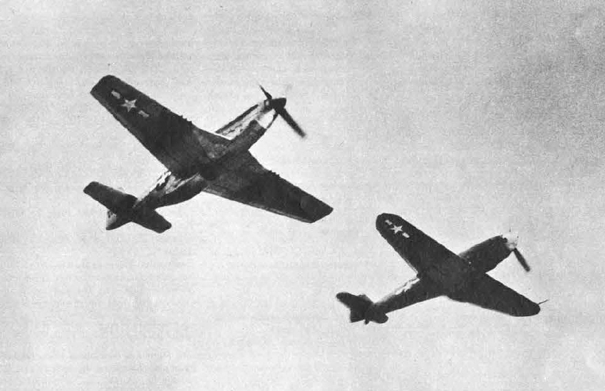 P-51 Mustang and Bf 109 from below 