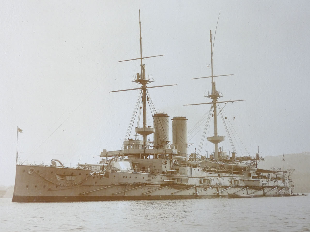 HMS Implacable (1898) at Anchor 