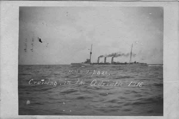 HMS Topaze in the Adriatic, 1916