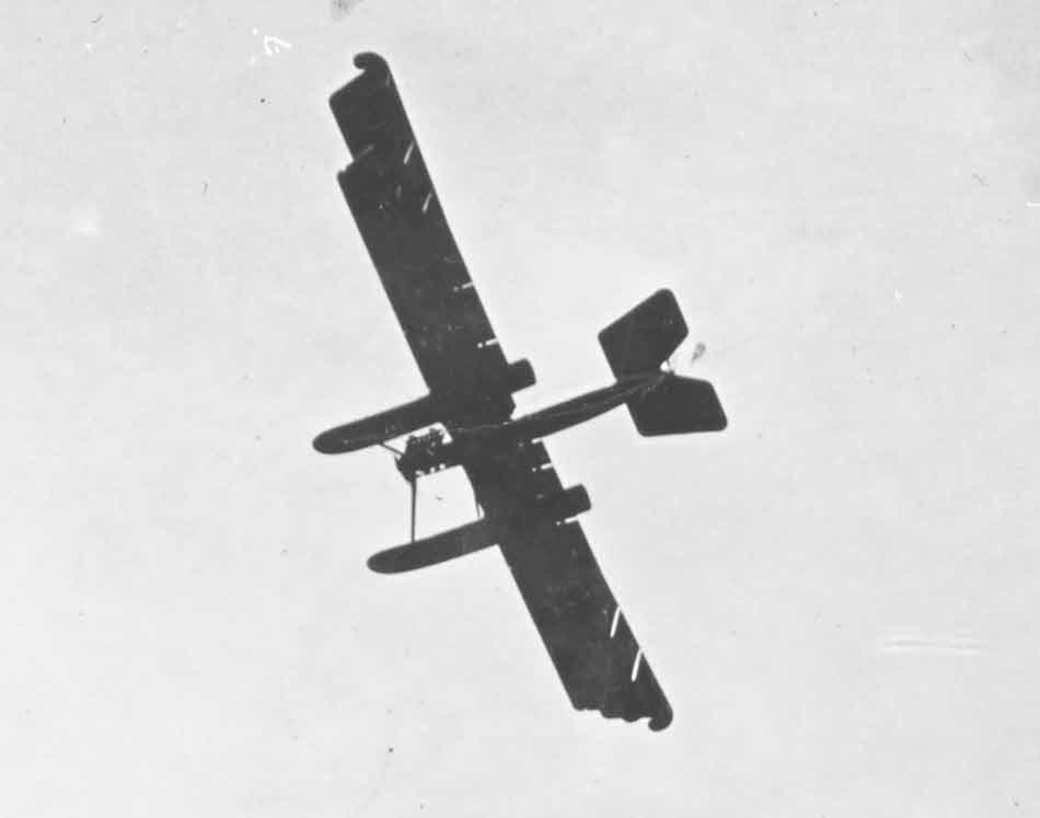 Naval Aircraft Factory PT-1 from Below 