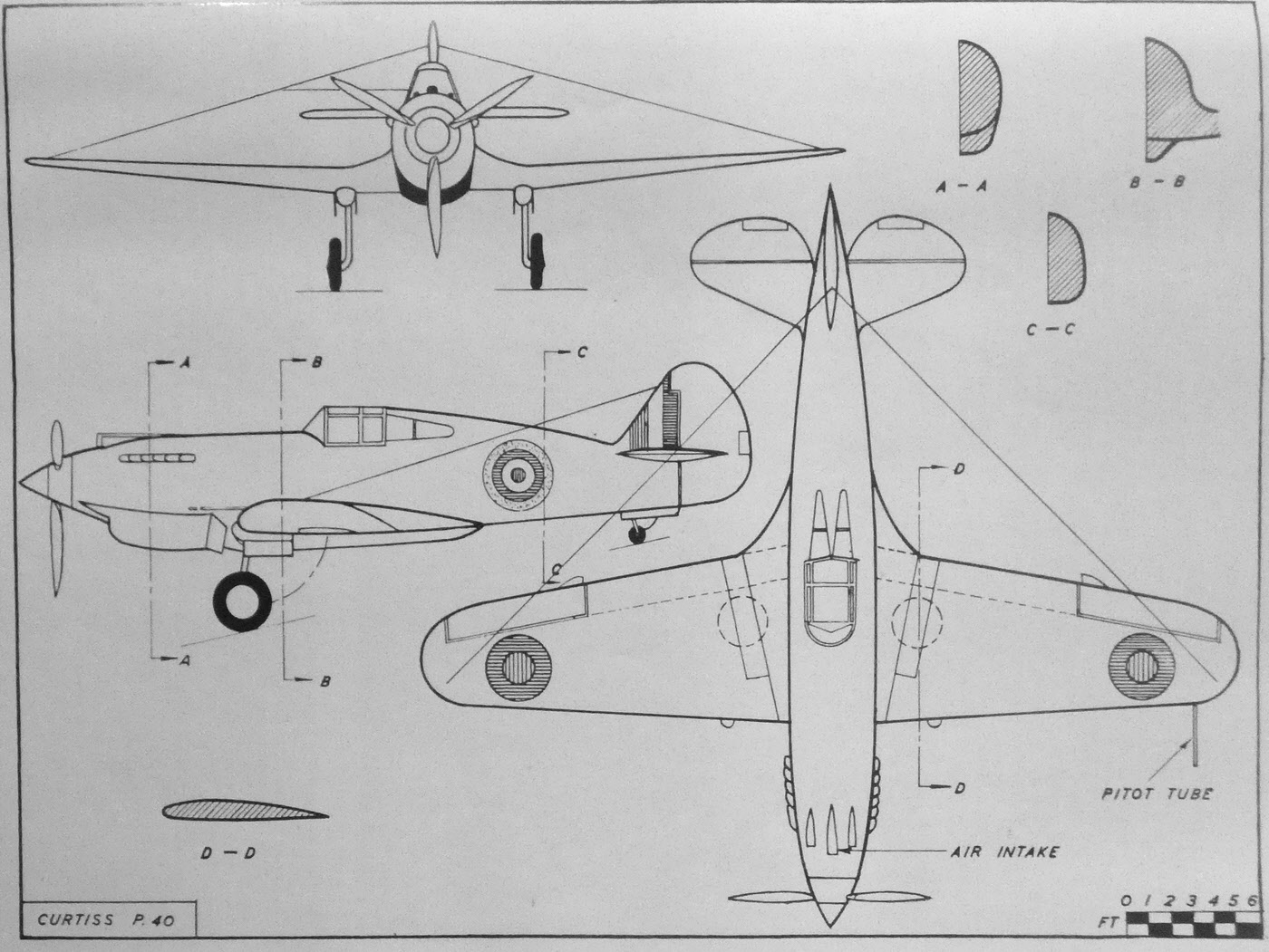 Plans of Curtiss P-40B or P-40C 