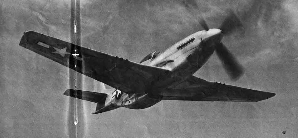 Late production North American P-51D from below-front 