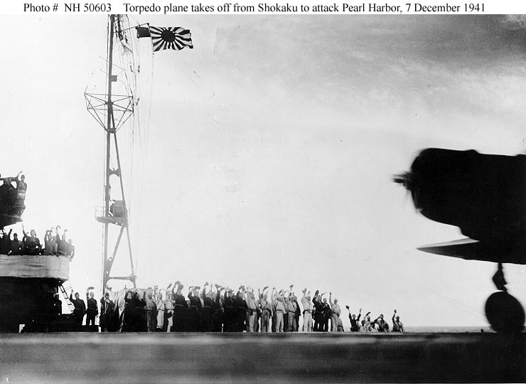Torpedo plane takes off from Shokaku to attack Pearl Harbor