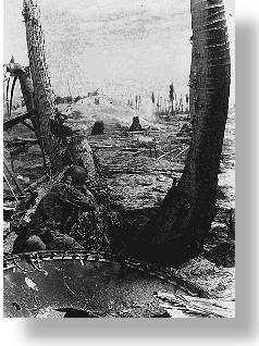 Damage done by the fighting on Tarawa