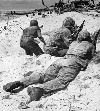 Marines ashore at Tarawa.