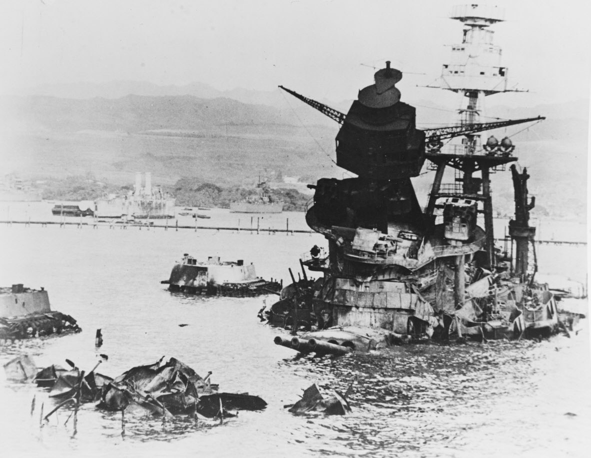 USS Arizona (BB-39) burnt out, Pearl Harbor 