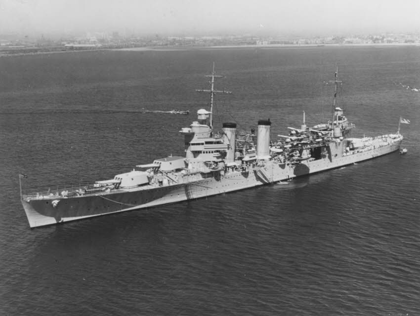 USS Astoria (CA-34) at Long Beach, 1930s 