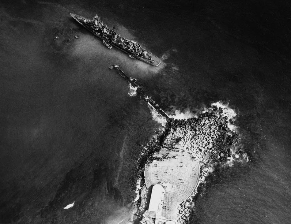 USS Bache (DD-470) aground off Rhodes, 1968 