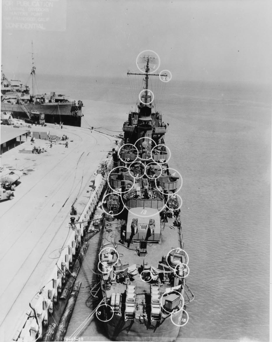 USS Balch (DD-363) from above and behind, 1943 