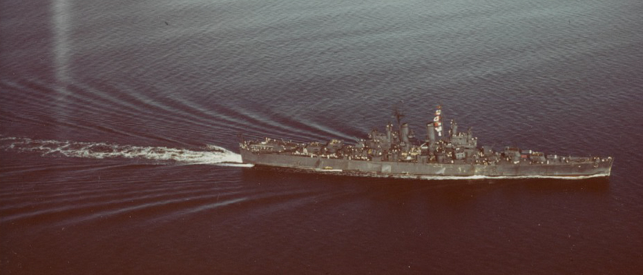 USS Biloxi (CL-80) on shakedown cruise, October 1943 