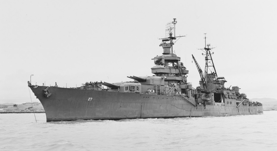 USS Chester (CA-27), Mare Island Navy Yard, 16 May 1945 