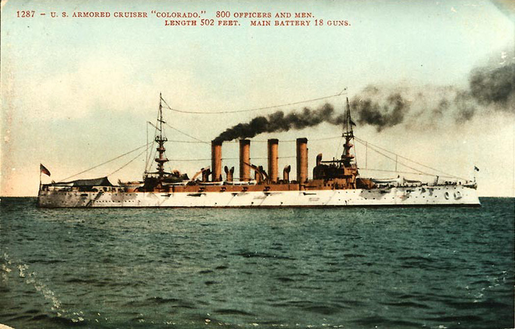 Tinted Postcard of USS Colorado (ACR-7) 
