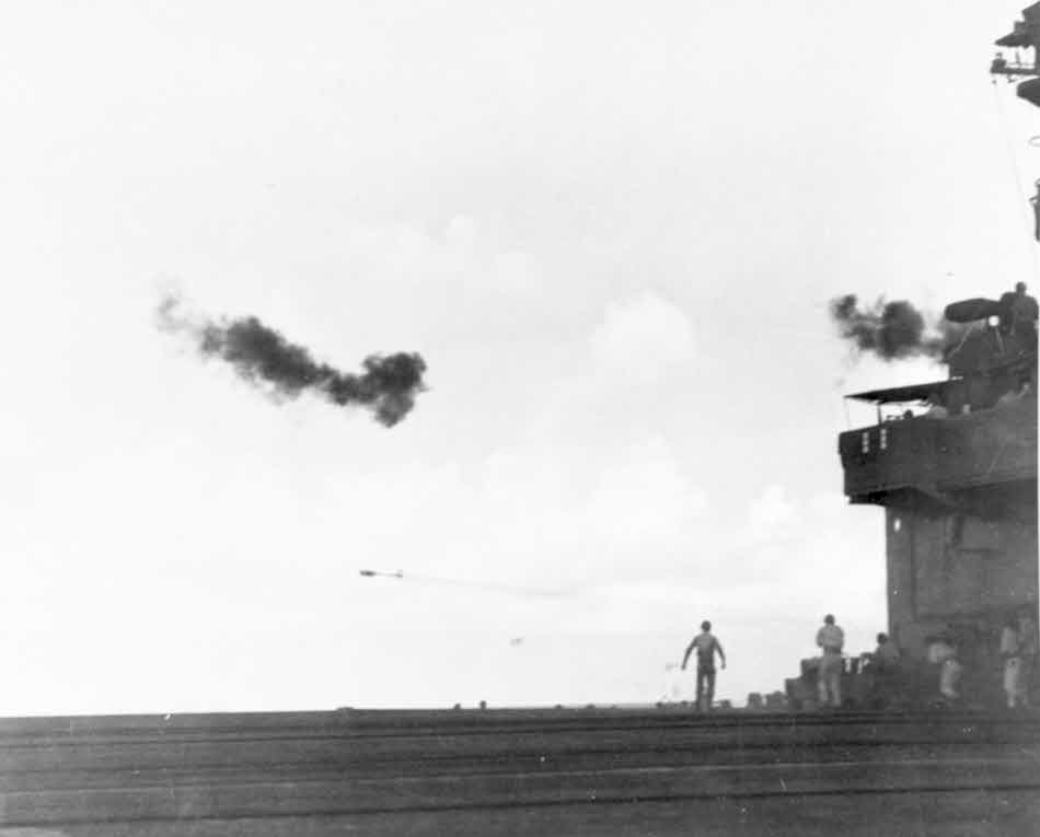 Yokusuka P1Y 'Francis' misses USS Corregidor (CVE-58)