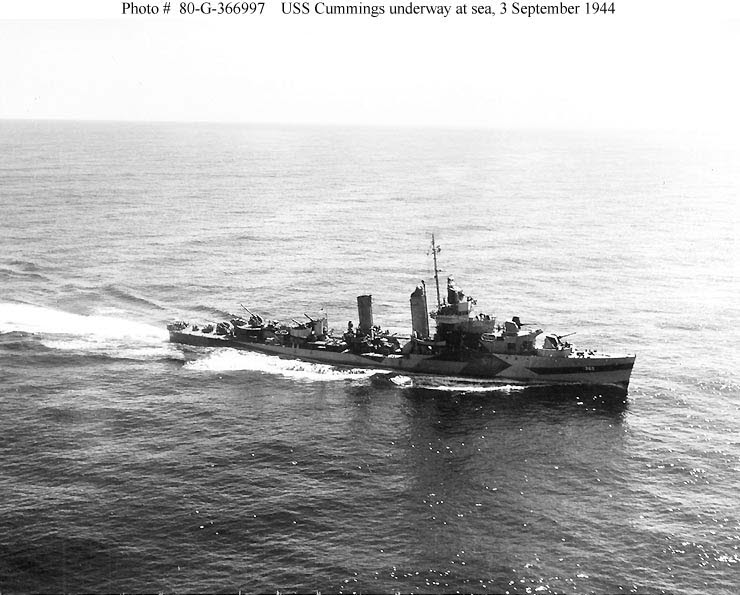 USS Cummings (DD-365) at sea, 1944 