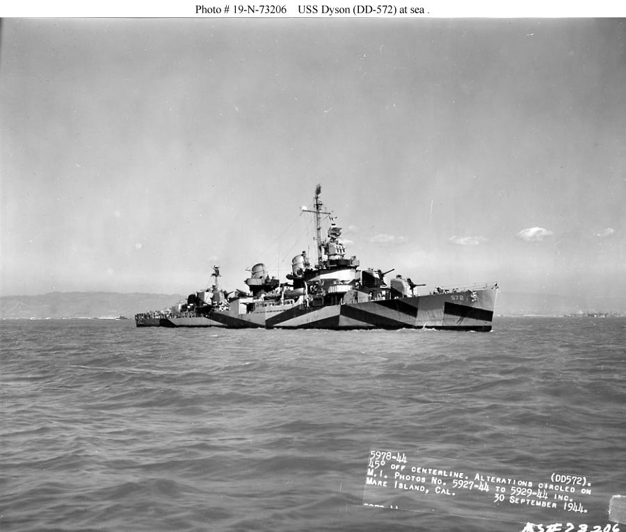 USS Dyson (DD-572) off Mare Island, September 1944 