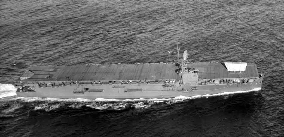 USS Fanshaw Bay (CVE-70) from a blimp 