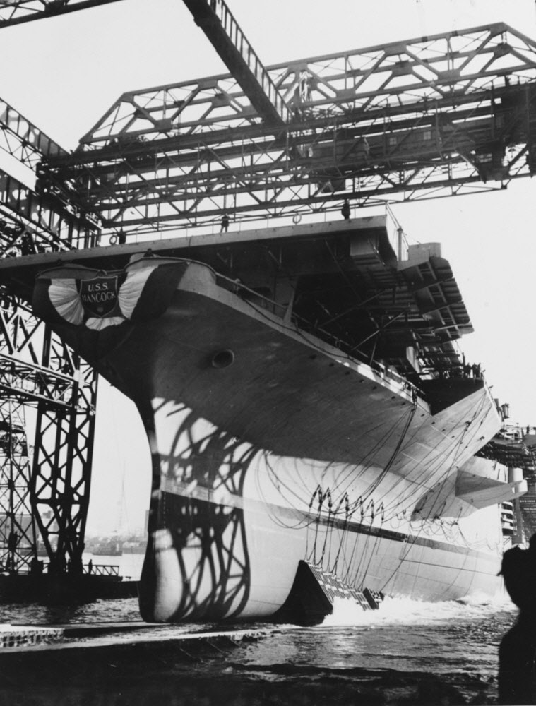 USS Hancock (CV-19) being launched, 1944 