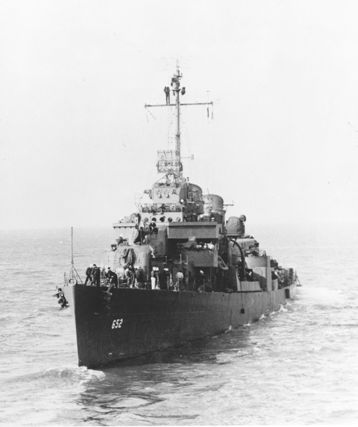 USS Ingersoll (DD-652) with Admiral Royal E. Ingersoll onboard 