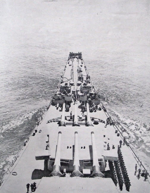 Bows of USS Iowa seen from the bridge 