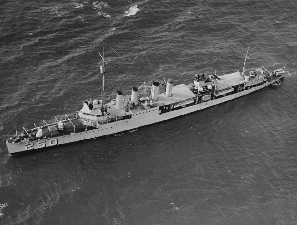 USS Lawrence (DD-250) from Above 