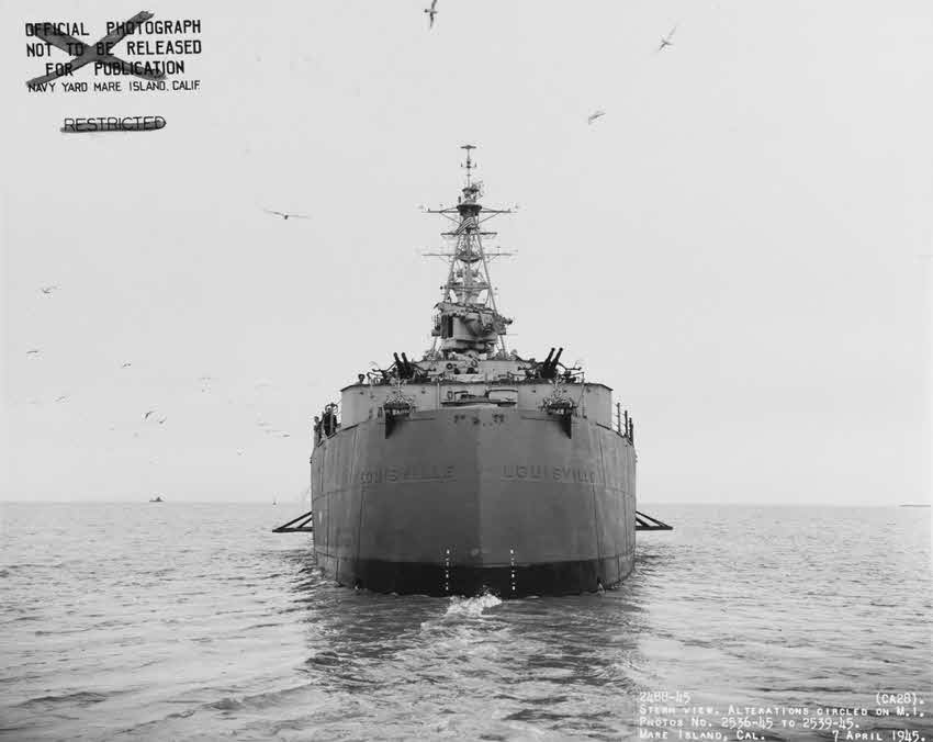 USS Louisville (CA-28), Mare Island, 7 April 1945 