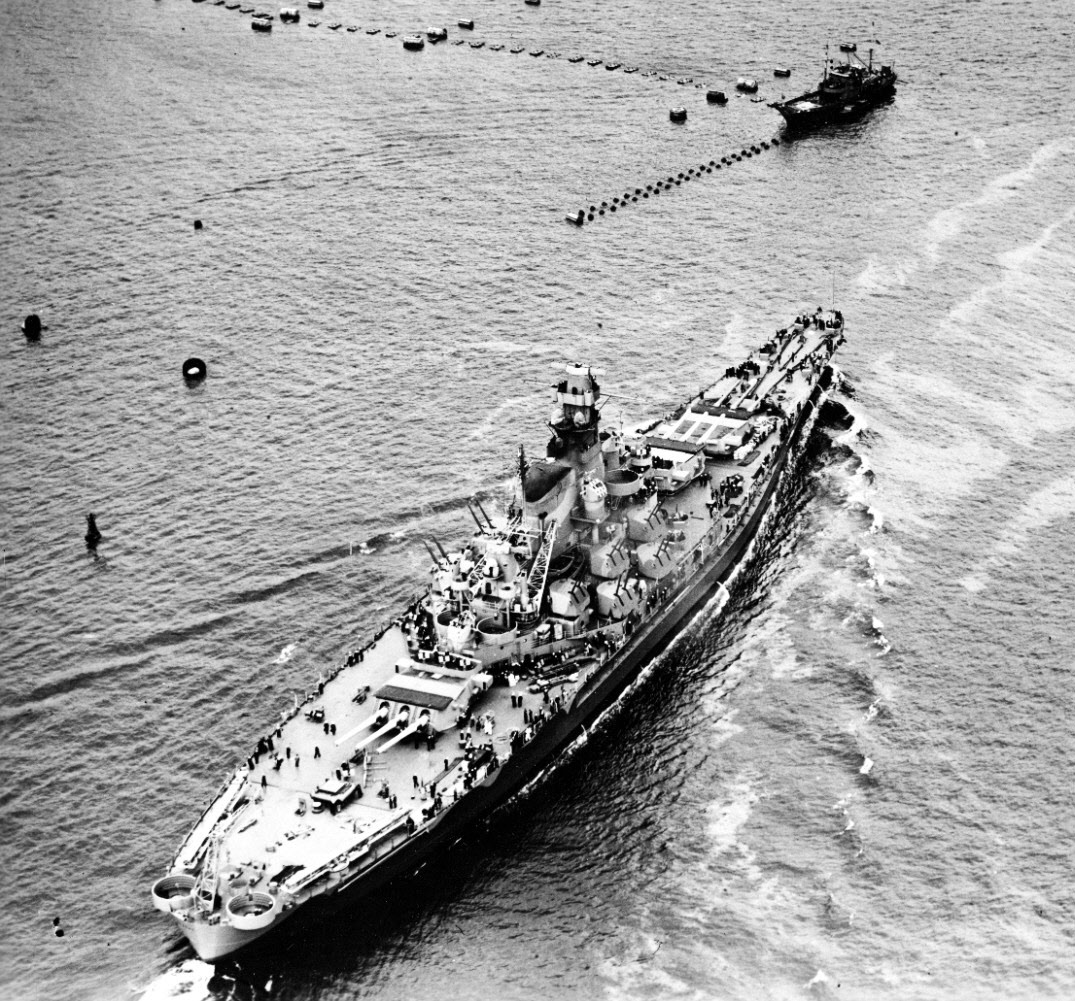 USS Massachusetts (BB-59) enters Boston Harbour, 1942 