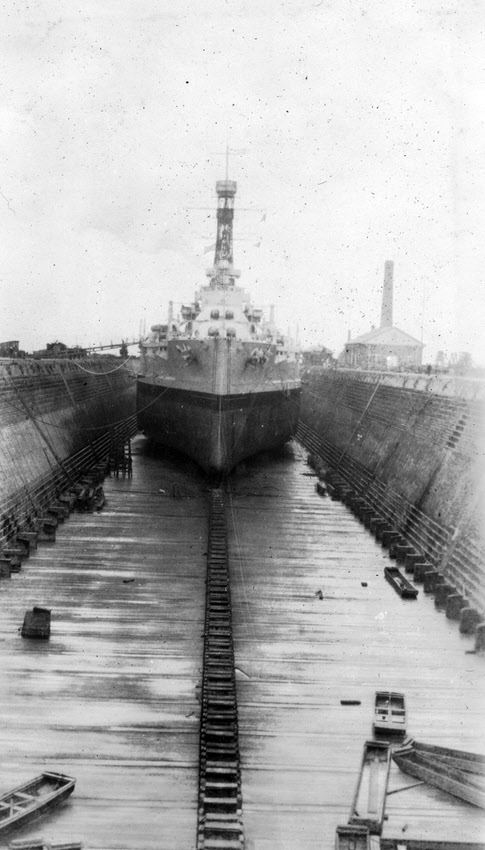 USS Nevada (BB-36) in Dry Dock 